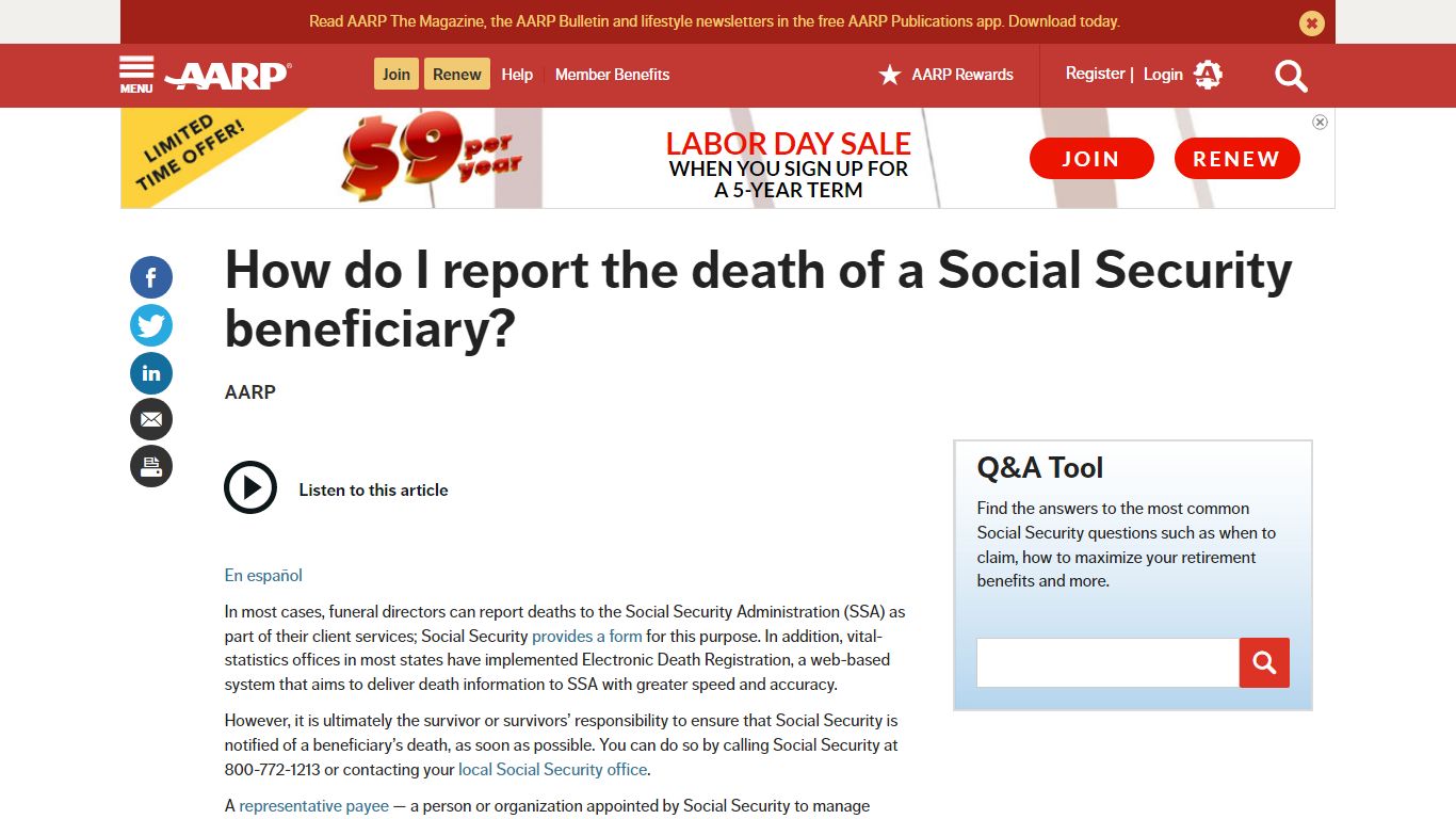 How To Report A Death To Social Security - AARP